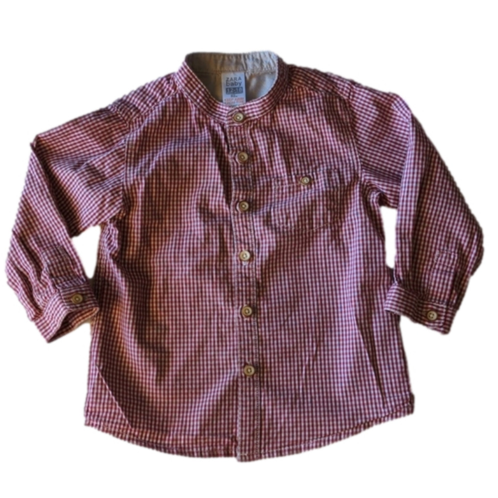 Zara Baby Plaid Button Down Shirt * 12-18M
